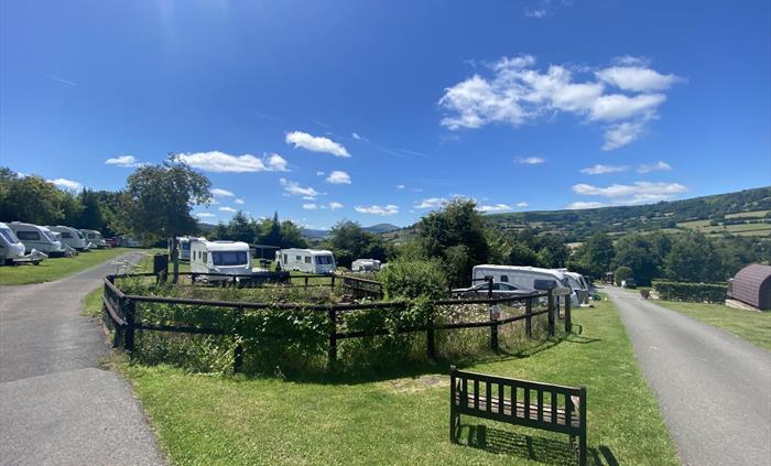 caravan park with mountain views, South Wales, Brecon Beacons, Black Mountains, Crickhowell, Cwmdu Campsite